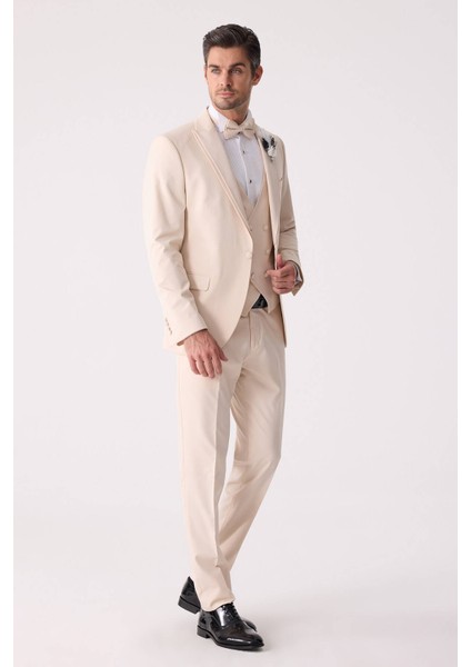 Erkek Slim Fit Sivri Yaka Yelekli Damatlık indirimleri