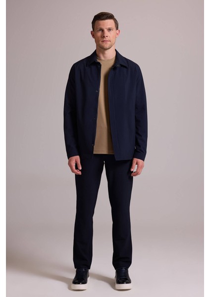 Erkek Lacivert Regular Fit Gömlek Yaka Yazlık Mont modelleri