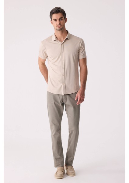 Erkek Bej Merserize Kısa Kol Gömlek fiyatları