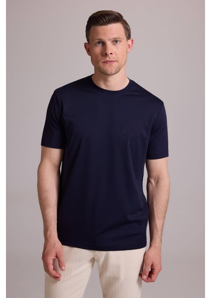 Erkek Lacivert Regular Fit Bisiklet Yaka T-Shirt