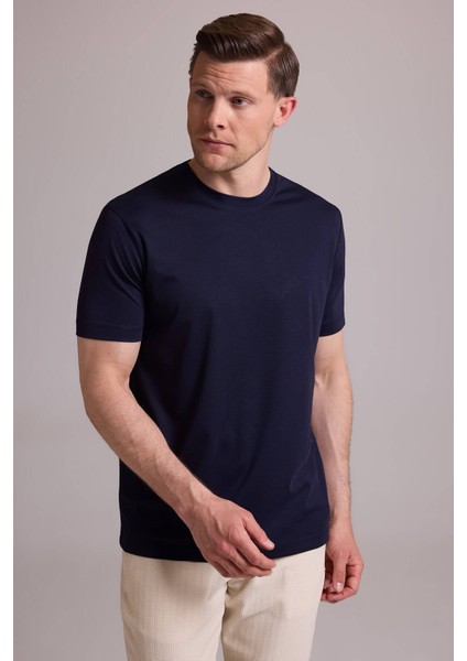 Erkek Lacivert Regular Fit Bisiklet Yaka T-Shirt fiyatları