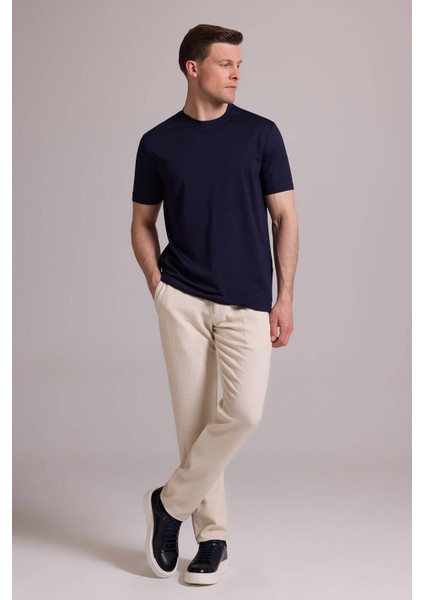 Erkek Lacivert Regular Fit Bisiklet Yaka T-Shirt fırsatları