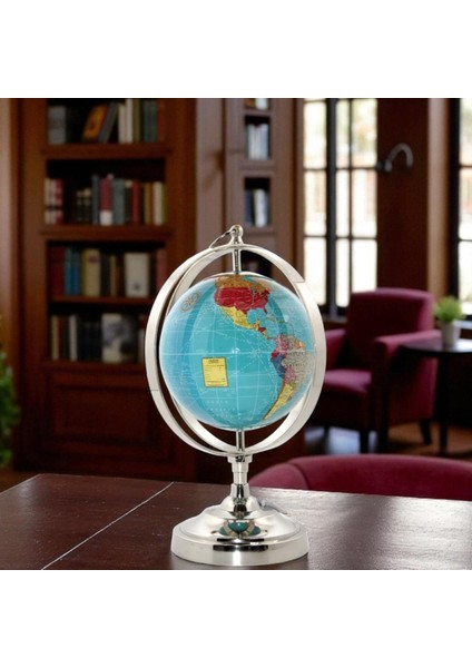 Vintage Tasarımlı Antik Görünümlü Masaüstü Dünya Küresi Vip