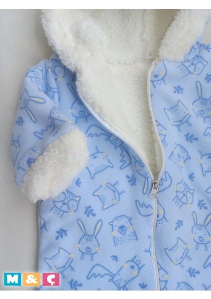 Bebek Kalın Kışlık Fermuarlı Kapüşonlu Peluş Mor Tulum Thick Fleece Jumpsuit fırsatları