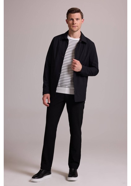 Erkek Siyah Regular Fit Gömlek Yaka Yazlık Mont fiyatları