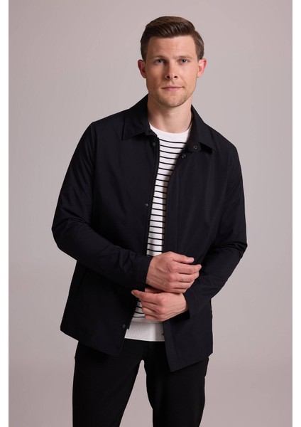Erkek Siyah Regular Fit Gömlek Yaka Yazlık Mont modelleri