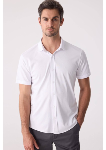 Erkek Beyaz Merserize Kısa Kol Gömlek fiyatları