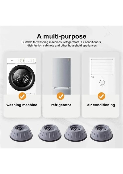 4 Adet Buzdolabı Çamaşır Bulaşık Makinesi Ayak Pedi Titreşim Önleyici Stoper Yükseltici