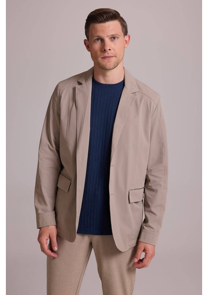 Erkek Bej Regular Fit Yazlık Ceket Mont