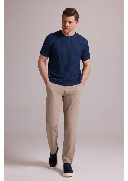 Erkek Lacivert Desenli Bisiklet Yaka T-Shirt indirimleri