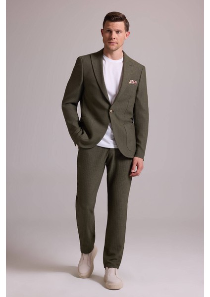 Erkek Yeşil Slim Fit Sivri Yaka Takım Elbise modelleri