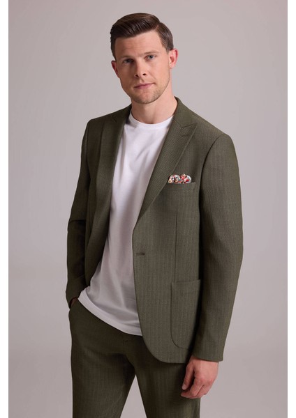 Erkek Yeşil Slim Fit Sivri Yaka Takım Elbise fırsatları