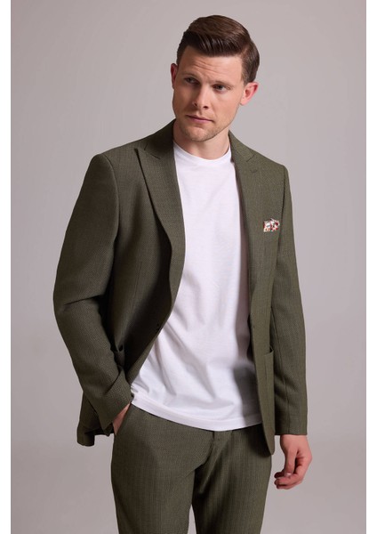 Erkek Yeşil Slim Fit Sivri Yaka Takım Elbise indirimleri