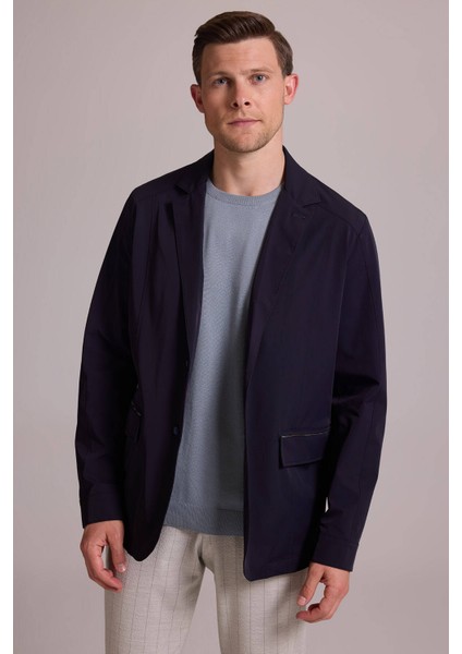 Erkek Lacivert Regular Fit Yazlık Ceket Mont