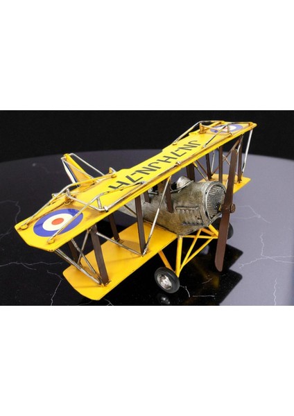 KuzeyTacı Vintage Biplane Uçak Biblosu – Metal, Sarı Tasarım Özel Üretim Vip Dekoratif