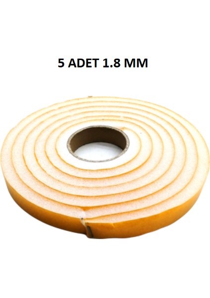 5 Adet Kapı Pencere Isı Yalıtım Süngeri Yapışkanlı Pencere Rüzgar Bandı 18MM x 2,5 mt