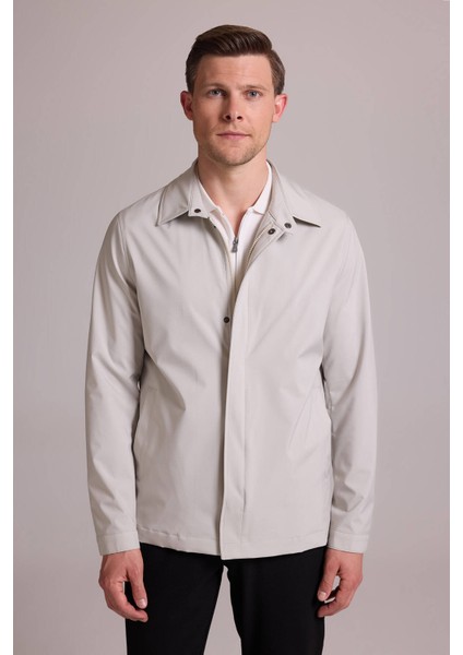 Erkek Bej Regular Fit Gömlek Yaka Yazlık Mont