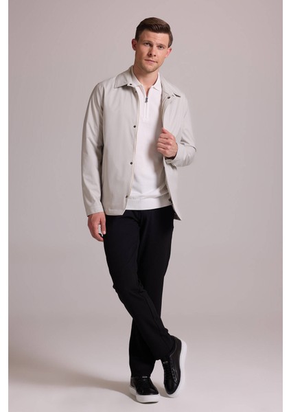 Erkek Bej Regular Fit Gömlek Yaka Yazlık Mont modelleri