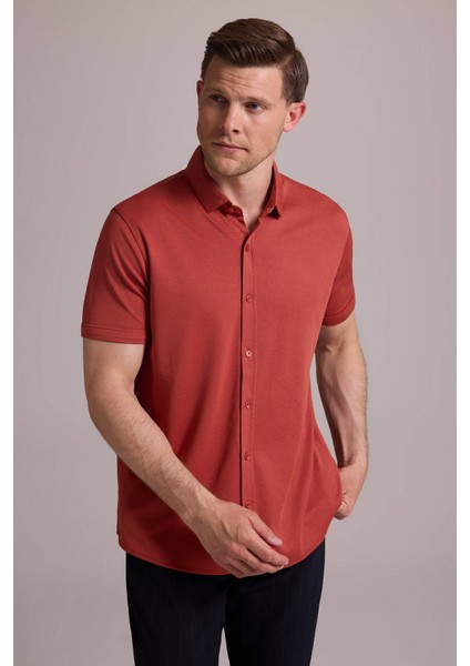 Erkek Tarçın Merserize Kısa Kol Gömlek