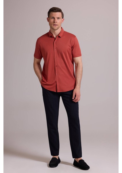 Erkek Tarçın Merserize Kısa Kol Gömlek modelleri