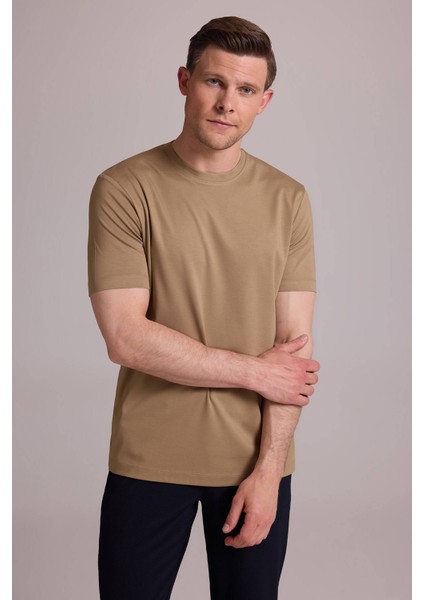 Erkek Vizon Regular Fit Bisiklet Yaka T-Shirt fiyatları