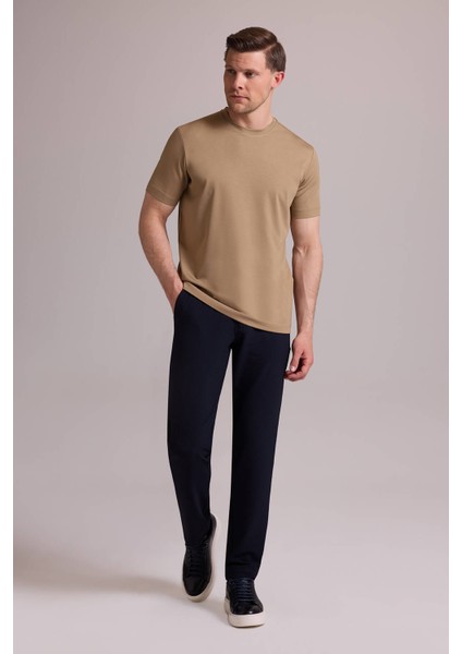 Erkek Vizon Regular Fit Bisiklet Yaka T-Shirt modelleri