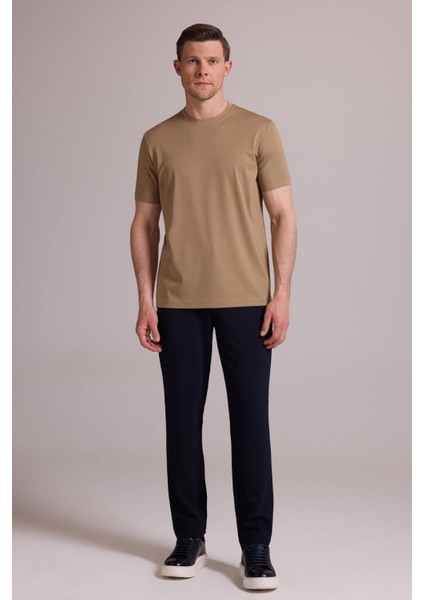 Erkek Vizon Regular Fit Bisiklet Yaka T-Shirt fırsatları