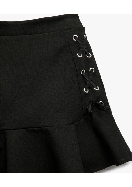 Bağlama Detaylı Viskon Karışımlı Volanlı Etek modelleri