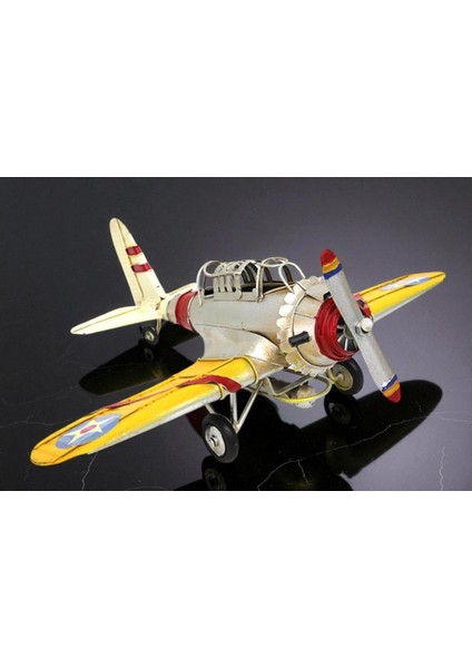 KuzeyTacı Dekoratif Metal Uçak Maketi – Sarı Kanatlı Vintage Tasarım Vip