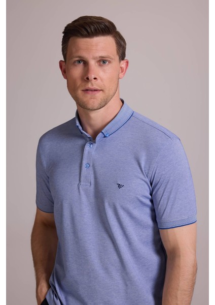 Erkek Mavi Regular Fit Merserize Polo Yaka T-Shirt fiyatları