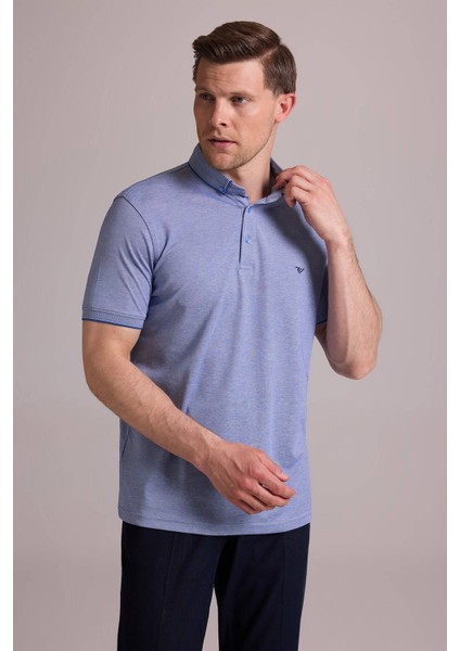 Erkek Mavi Regular Fit Merserize Polo Yaka T-Shirt indirimleri