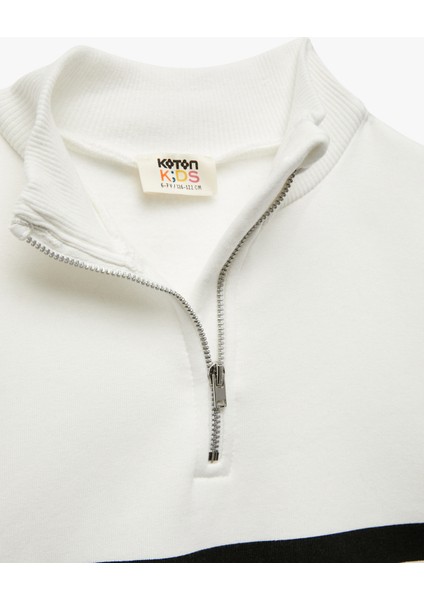 Şardonlu Uzun Kollu Fermuarlı Yarım Balıkçı Yaka Oversize Sweatshirt modelleri