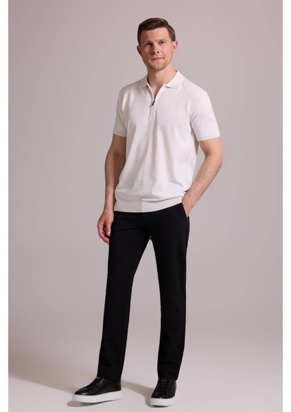 Erkek Kemik Regular Fit Polo Yaka Fermuarlı Triko Tişört fırsatları