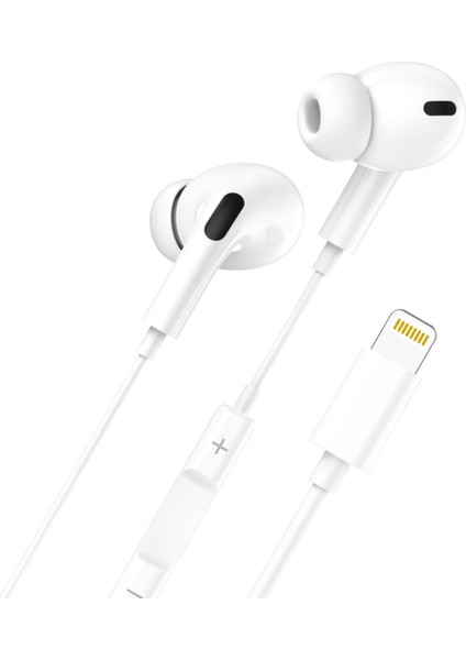 Yüksek Bass Lightning Kablolu Kulaklık Seyahat Dostu | Mikrofonlu Lightning Kablolu Kulaklık, Bluetooth Aktivasyonlu, Konforlu Silikonlu Tasarım