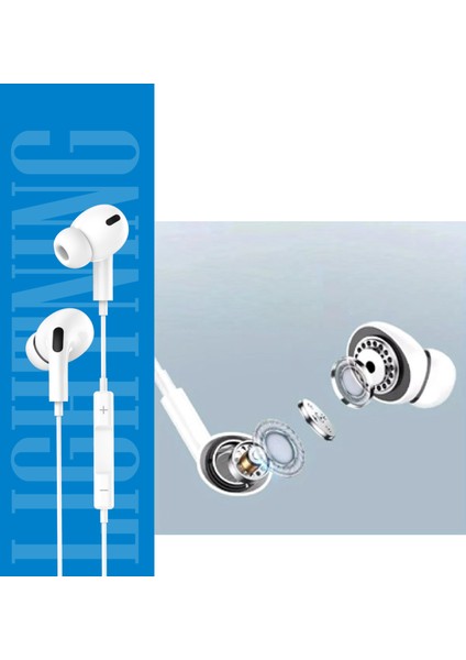Yüksek Bass Lightning Kablolu Kulaklık Seyahat Dostu | Mikrofonlu Lightning Kablolu Kulaklık, Bluetooth Aktivasyonlu, Konforlu Silikonlu Tasarım modelleri