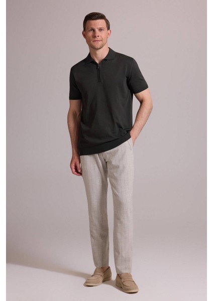 Erkek Yeşil Regular Fit Polo Yaka Fermuarlı Triko Tişört modelleri