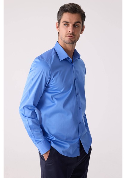 Erkek Parlament Slim Fit Saten Gömlek modelleri