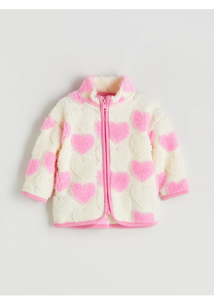 Lcw Baby Ekru Kalp Desenli Kız Bebek Hırka