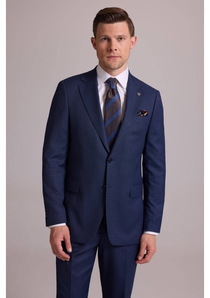 Erkek Lacivert Regular Fit Mono Yaka Yünlü Takım Elbise fırsatları
