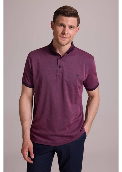 Erkek Mürdüm Regular Fit Merserize Polo Yaka T-Shirt