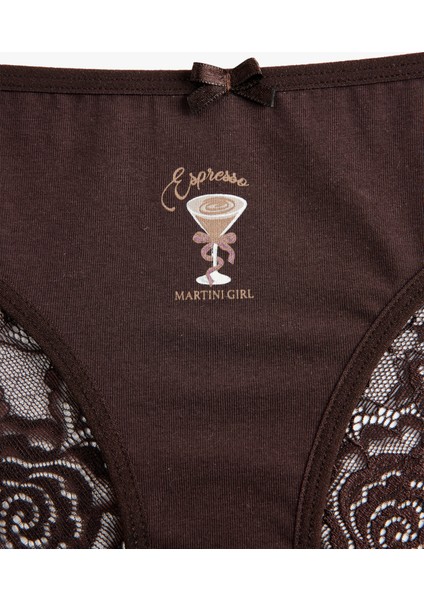 Rahat Kalıp Arkası Dantelli Baskılı Brazilian Külot modelleri