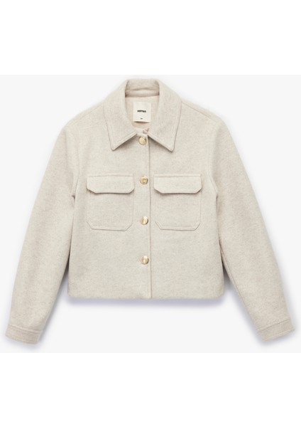 Aplike Cepli Uzun Kollu Kaşe Ceket
