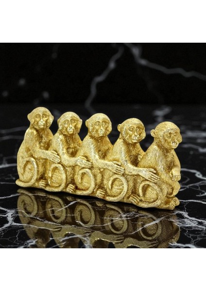 Altın Beşli Bilgelik Maymunları Vip Dekoratif Şık Tasarım