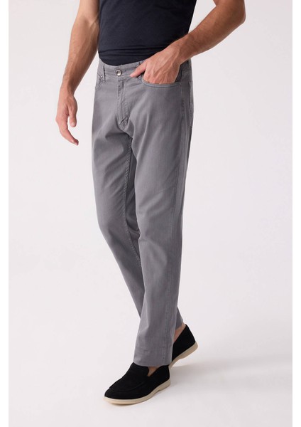 Erkek Koyu Gri Slim Fit Üst Cep Kanvas Pantolon modelleri