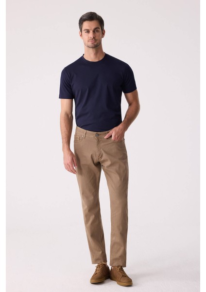 Erkek Camel Slim Fit Üst Cep Kanvas Pantolon modelleri