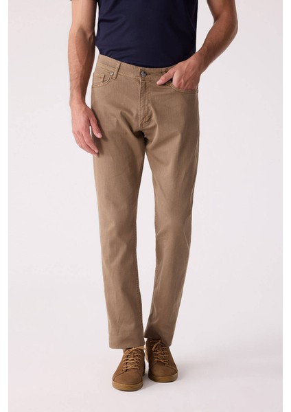 Erkek Camel Slim Fit Üst Cep Kanvas Pantolon indirimleri
