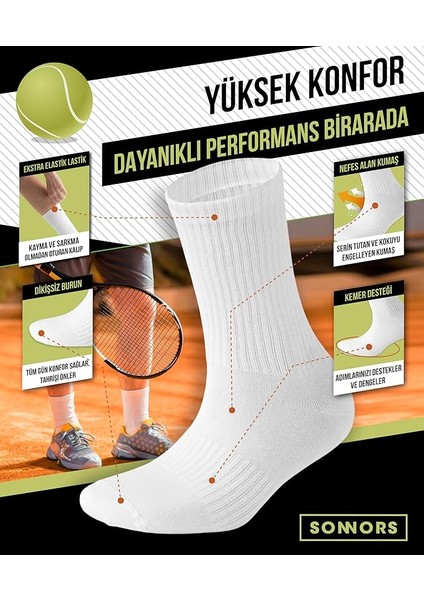 Unisex 6 Çift Tenis Çorabı Erkek Tenis Çorabı Kadın Tenis Çorabı Beyaz Tenis Çorabı 38-44 modelleri