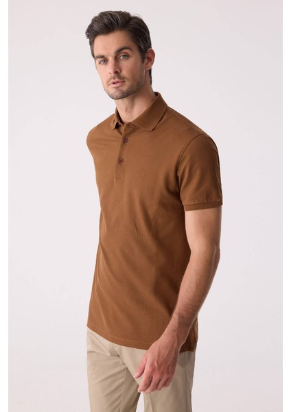 Erkek Kiremit Polo Yaka %100 Pamuk Tişört fırsatları