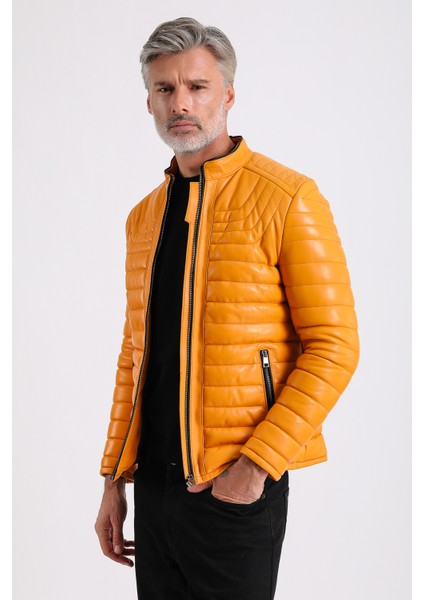 James Erkek Şişme Deri Mont