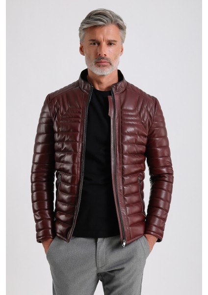 James Erkek Şişme Deri Mont